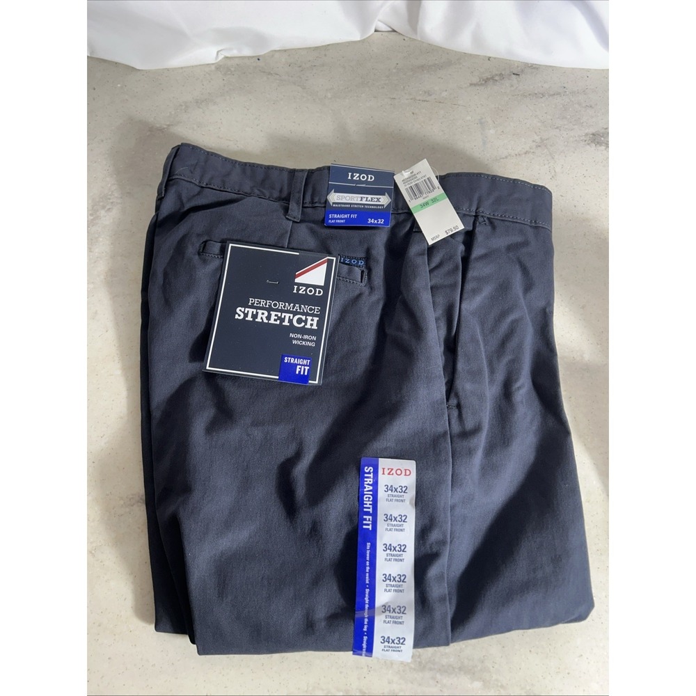 Izod Sportflex Straight Fit 34x32 Blue Pants